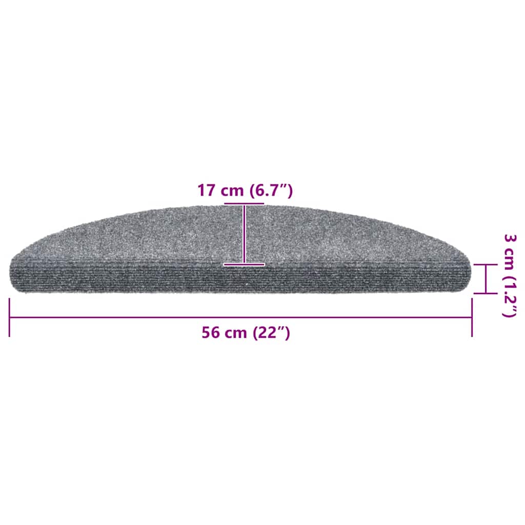 Stair Mats Self-adhesive 5 pcs 56x17x3 cm Light Grey Half Round