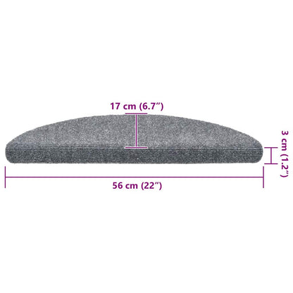 Stair Mats Self-adhesive 5 pcs 56x17x3 cm Light Grey Half Round
