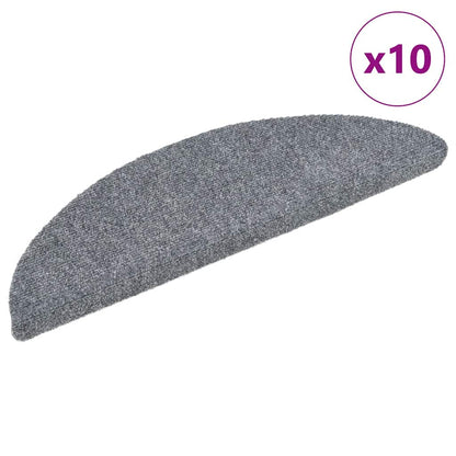 Self-adhesive Stair Mats 10 pcs Light Grey 56x17x cm Needle Punch