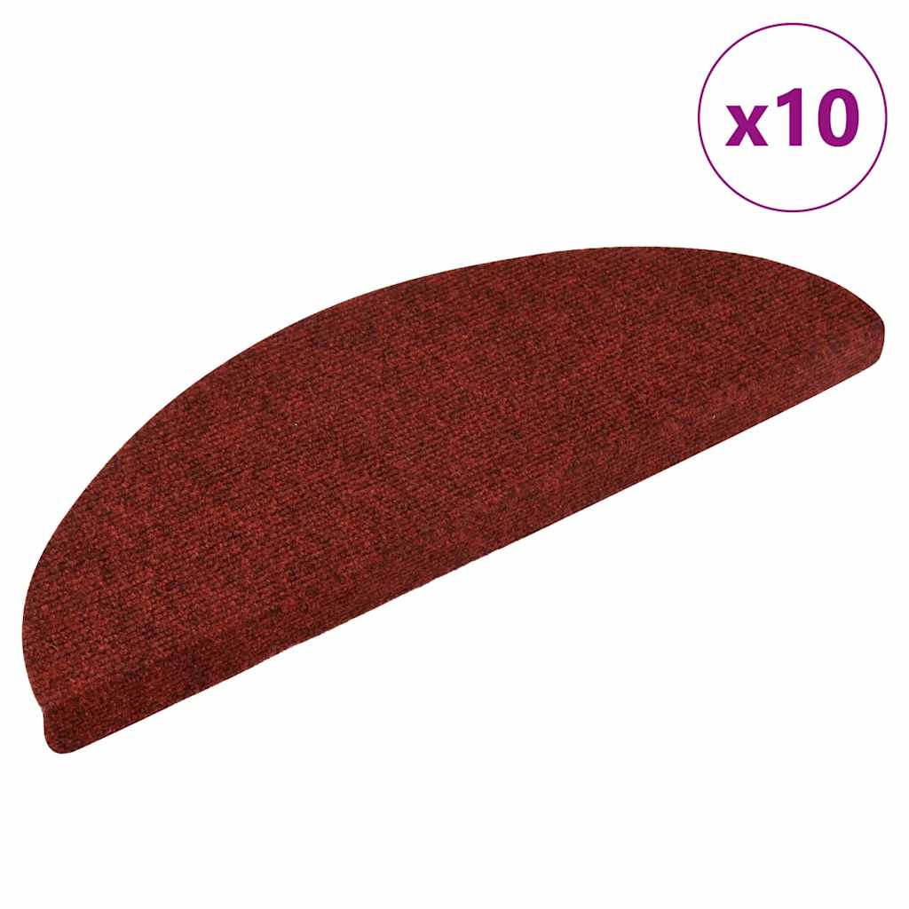 Stair Mats Self-adhesive 10 pcs 56x17x3 cm Bordeaux Red Half Round