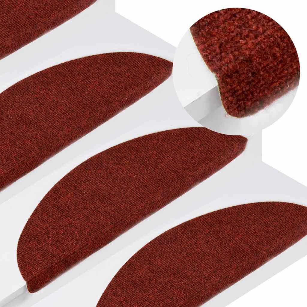 Stair Mats Self-adhesive 10 pcs 56x17x3 cm Bordeaux Red Half Round