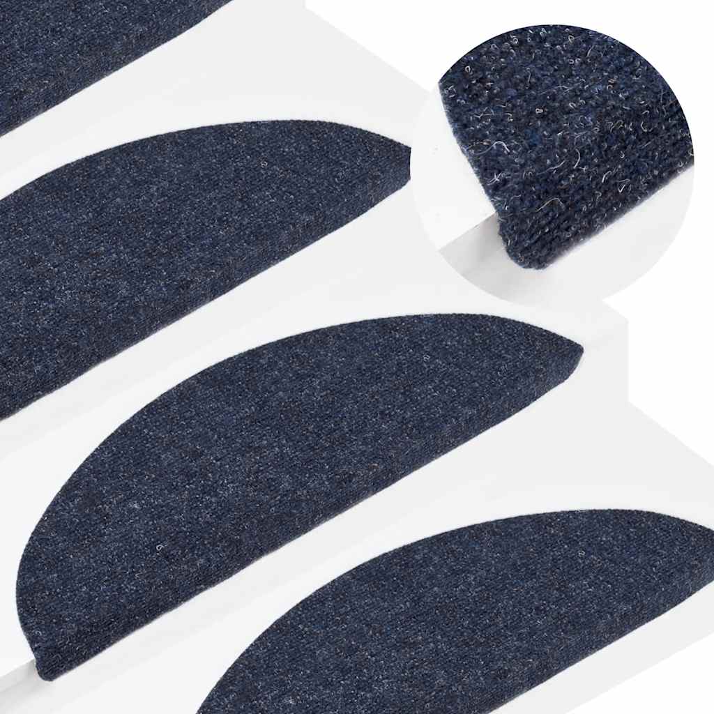 Stair Mats Self-adhesive 10 pcs 56x17x3 cm Blue Half Round