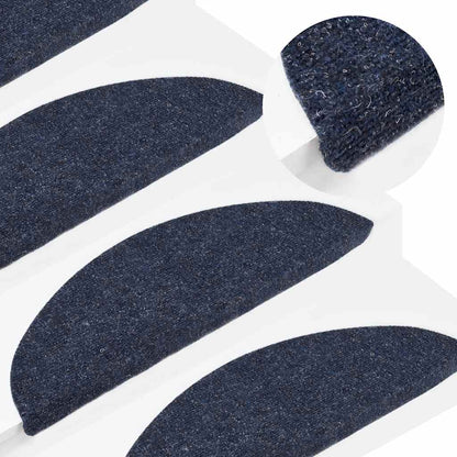 Stair Mats Self-adhesive 10 pcs 56x17x3 cm Blue Half Round