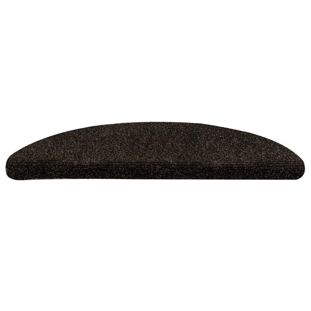 Stair Mats Self-adhesive 5 pcs 56x17x3 cm Dark Brown Half Round