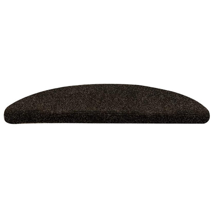 Stair Mats Self-adhesive 5 pcs 56x17x3 cm Dark Brown Half Round