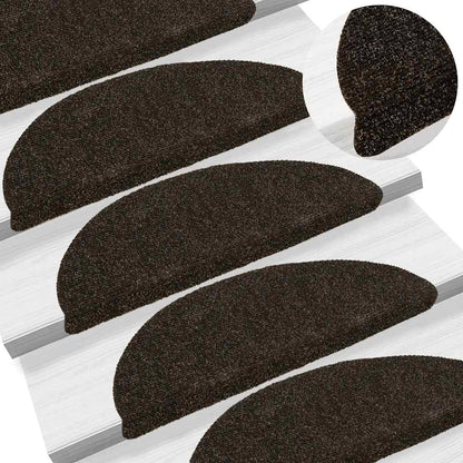 Stair Mats Self-adhesive 5 pcs 56x17x3 cm Dark Brown Half Round