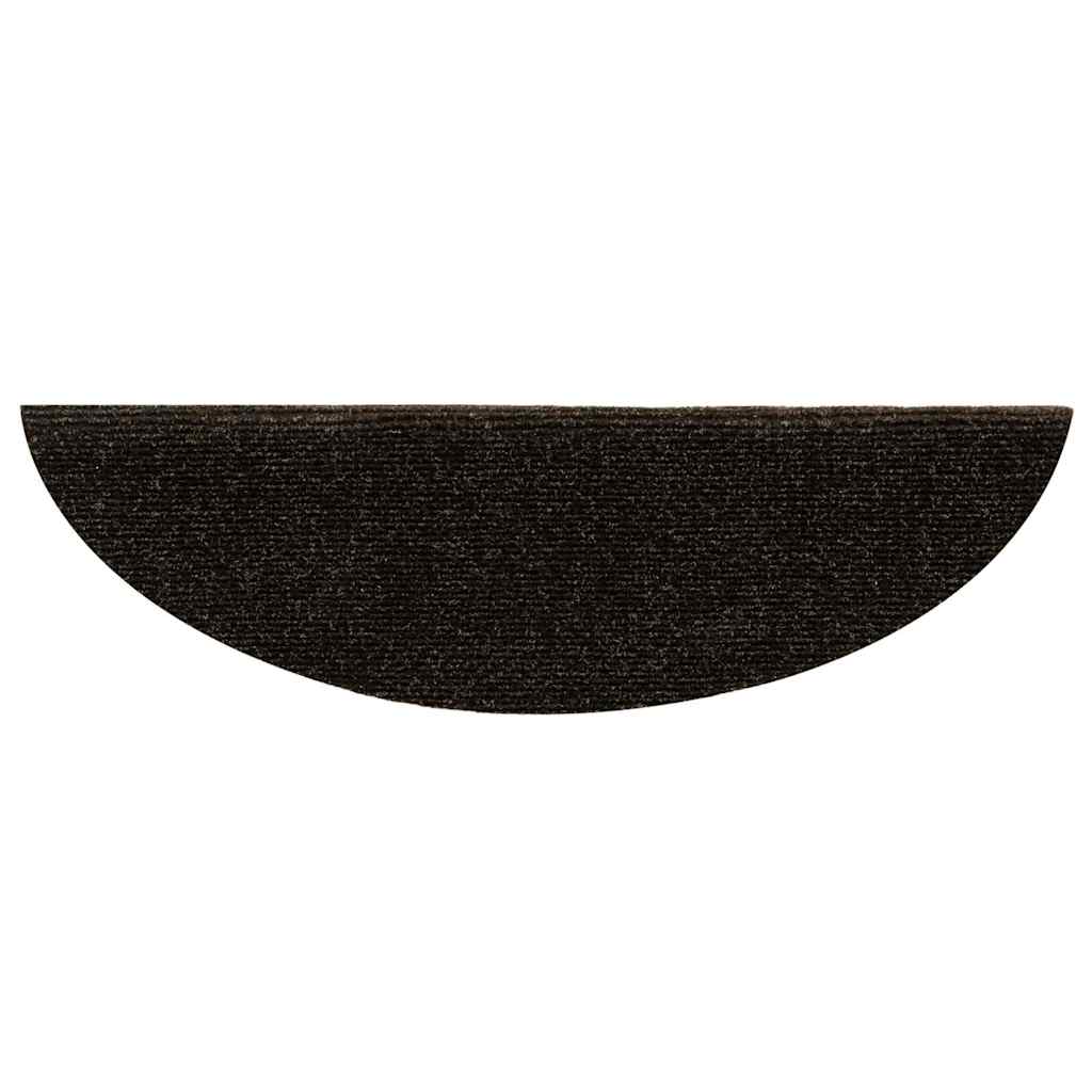 Stair Mats Self-adhesive 10 pcs 56x17x3 cm Dark Brown Half Round