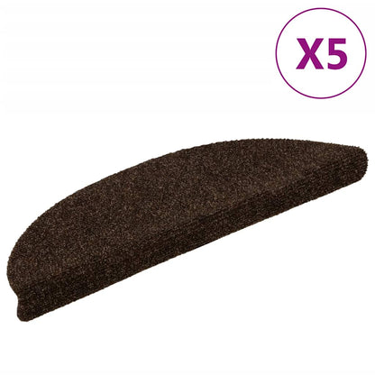 Stair Mats Self-adhesive 5 pcs 56x17x3 cm Brown Half Round