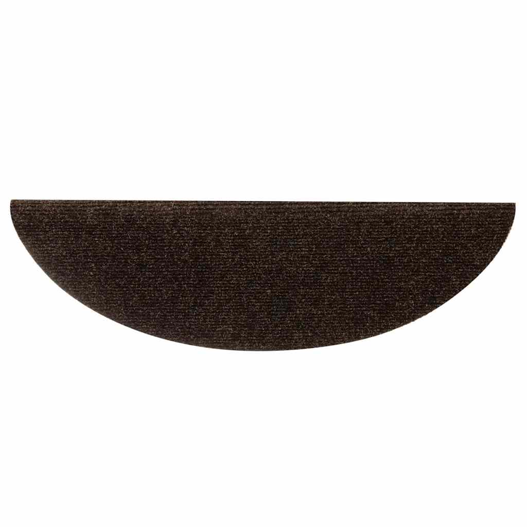 Stair Mats Self-adhesive 5 pcs 56x17x3 cm Brown Half Round