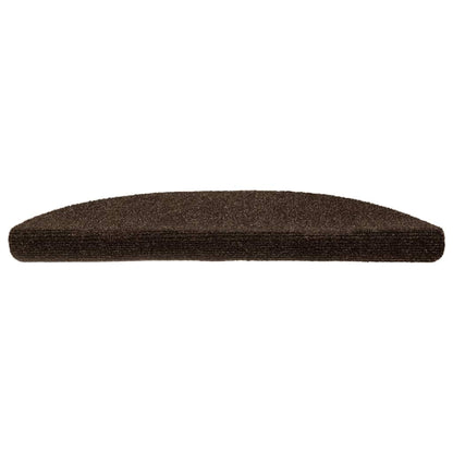 Stair Mats Self-adhesive 10 pcs 56x17x3 cm Brown Half Round
