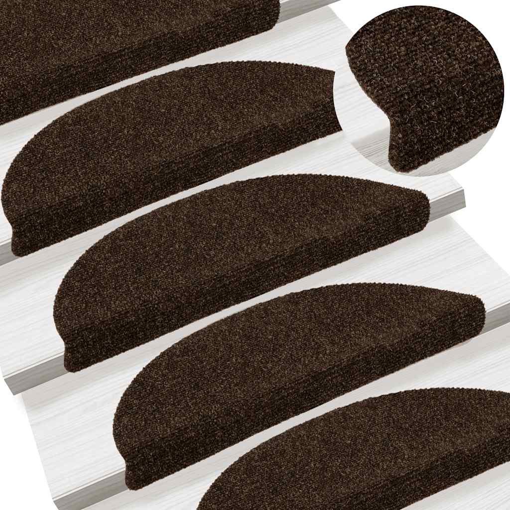 Stair Mats Self-adhesive 10 pcs 56x17x3 cm Brown Half Round