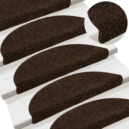 Stair Mats Self-adhesive 10 pcs 56x17x3 cm Brown Half Round