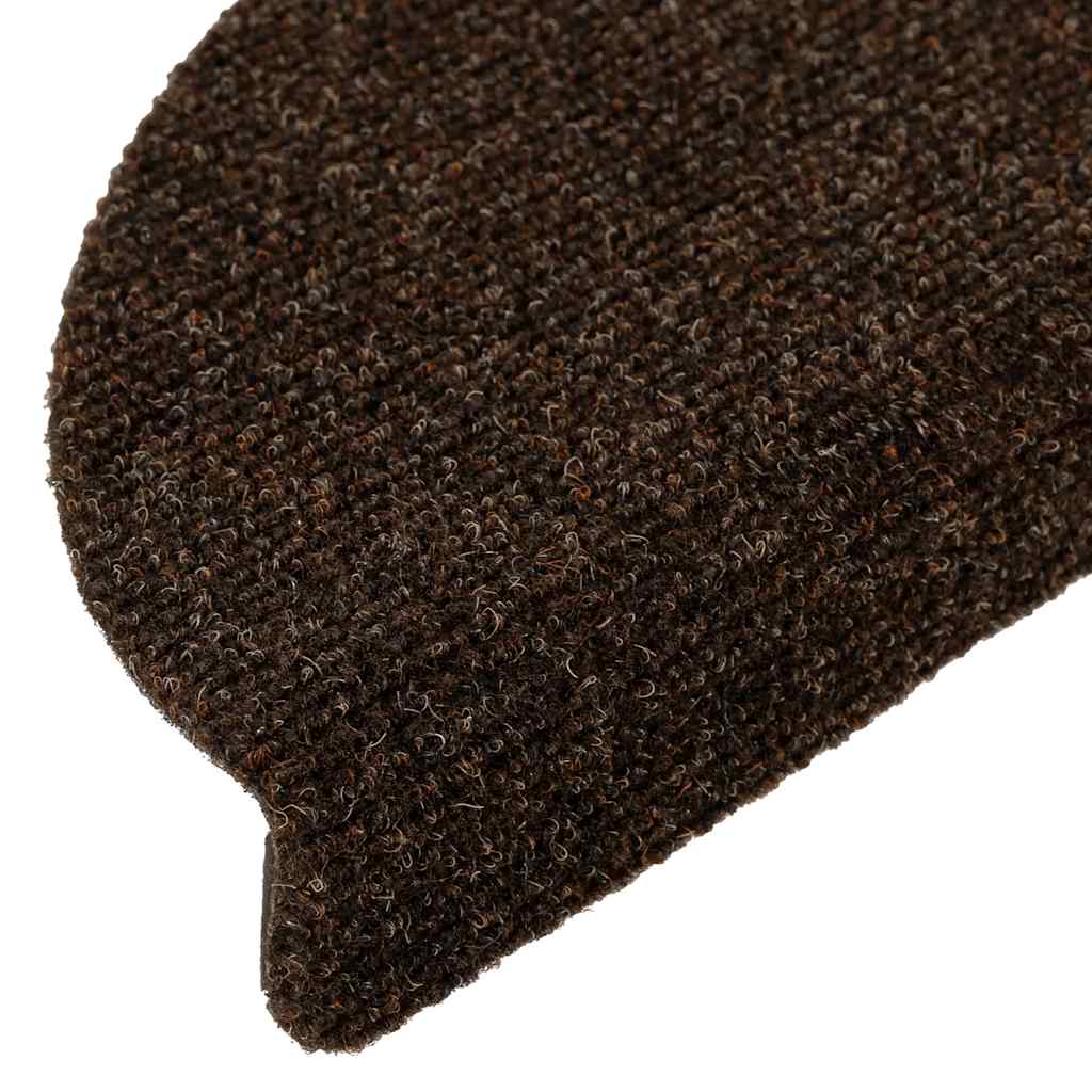 Stair Mats Self-adhesive 10 pcs 56x17x3 cm Brown Half Round