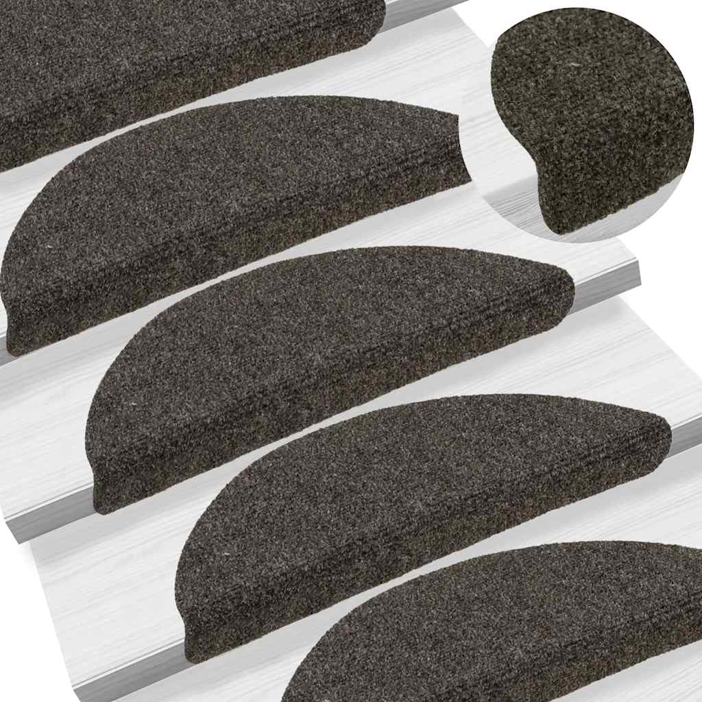 Stair Mats Self-adhesive 5 pcs 56x17x3 cm Anthracite Half Round