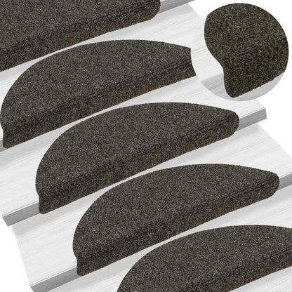 Stair Mats Self-adhesive 5 pcs 56x17x3 cm Anthracite Half Round