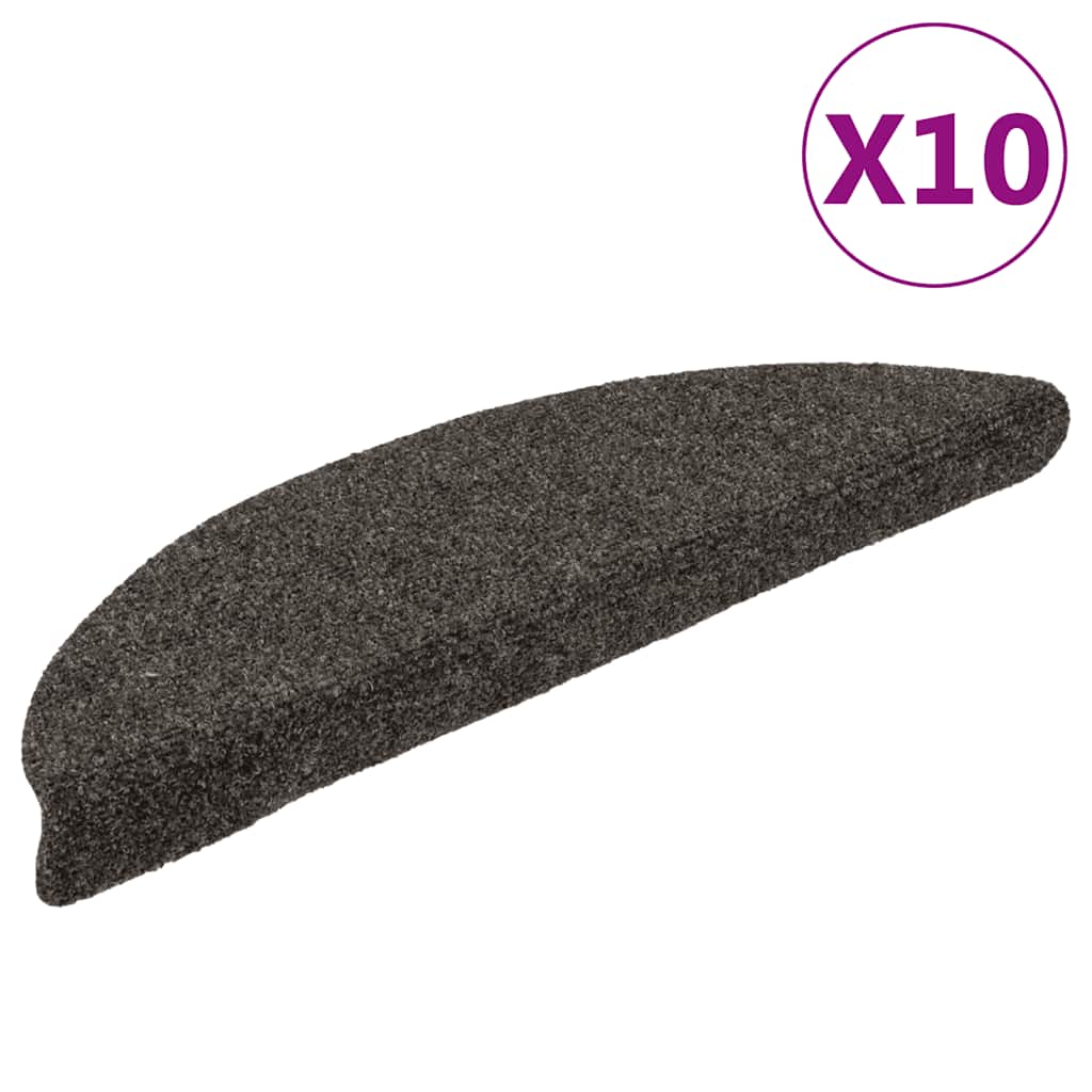 Stair Mats Self-adhesive 10 pcs 56x17x3 cm Anthracite Half Round