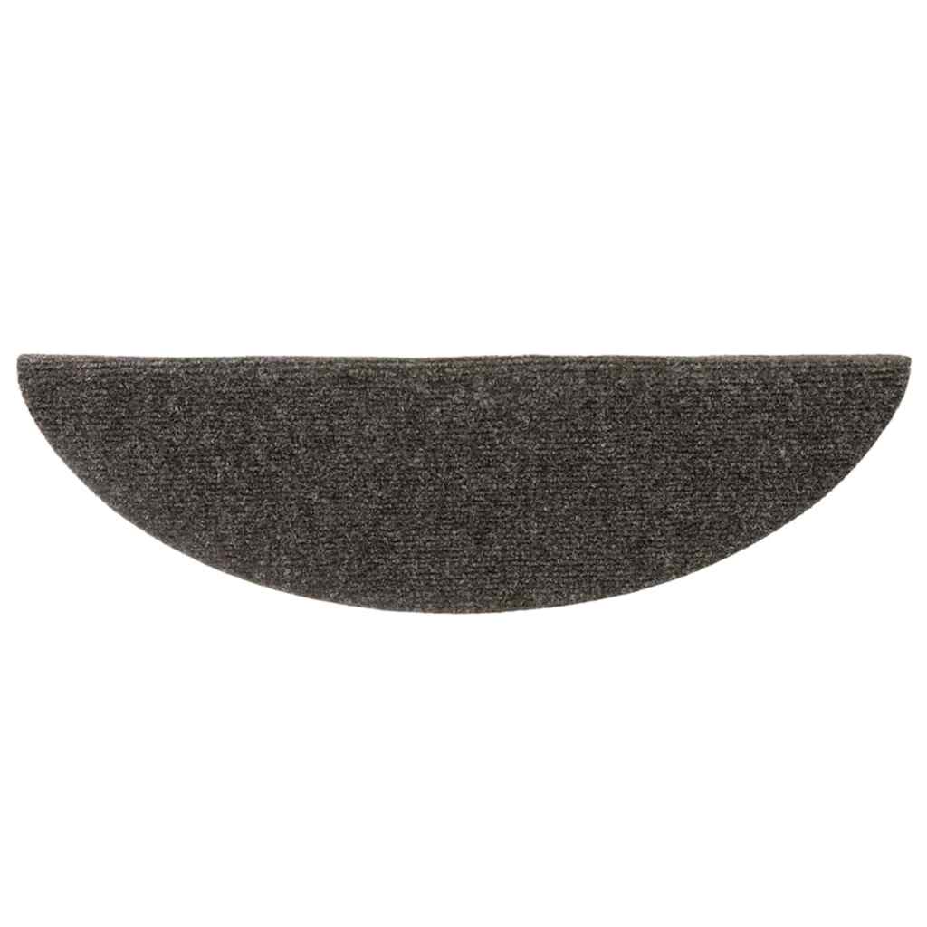 Stair Mats Self-adhesive 10 pcs 56x17x3 cm Anthracite Half Round
