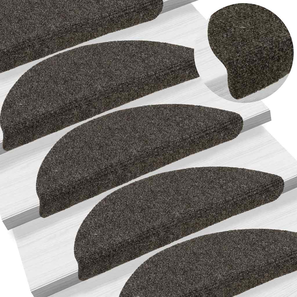 Stair Mats Self-adhesive 10 pcs 56x17x3 cm Anthracite Half Round