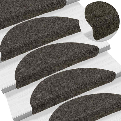 Stair Mats Self-adhesive 10 pcs 56x17x3 cm Anthracite Half Round