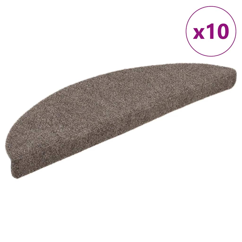 Stair Mats Self-adhesive 10 pcs 56x17x3 cm Beige Half Round