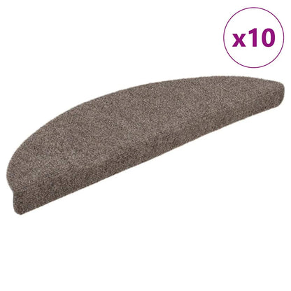 Stair Mats Self-adhesive 10 pcs 56x17x3 cm Beige Half Round