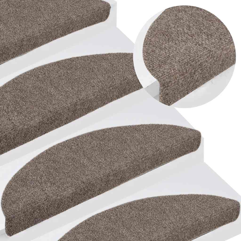 Stair Mats Self-adhesive 10 pcs 56x17x3 cm Beige Half Round