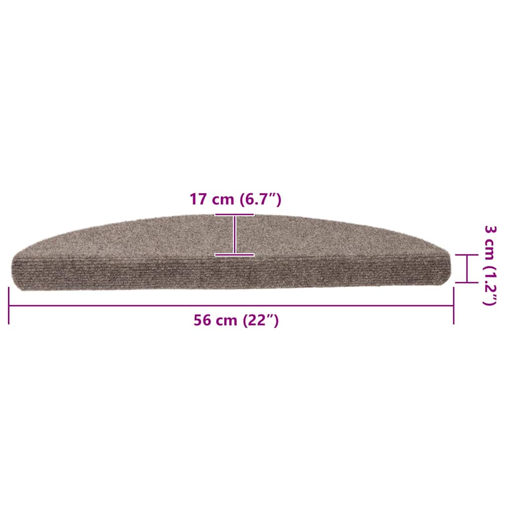 Stair Mats Self-adhesive 10 pcs 56x17x3 cm Beige Half Round