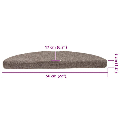 Stair Mats Self-adhesive 10 pcs 56x17x3 cm Beige Half Round