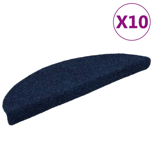 Stair Mats Self-adhesive 10 pcs 56x17x3 cm Navy Half Round