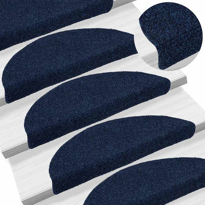 Stair Mats Self-adhesive 10 pcs 56x17x3 cm Navy Half Round