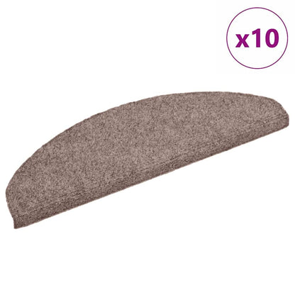 Stair Mats Self-adhesive 10 pcs 65x21x4 cm Light Brown Half Round Large