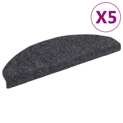 Stair Mats Self-adhesive 5 pcs 65x21x4 cm Dark Grey Half Round Large