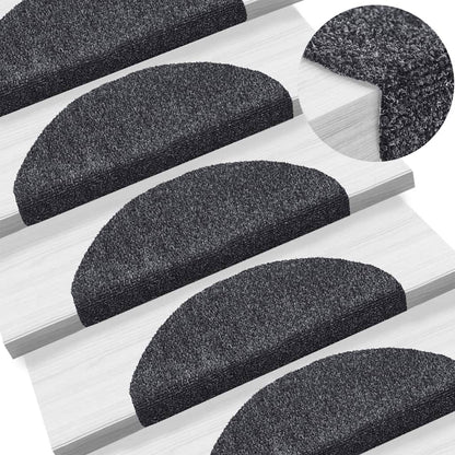 Stair Mats Self-adhesive 5 pcs 65x21x4 cm Dark Grey Half Round Large