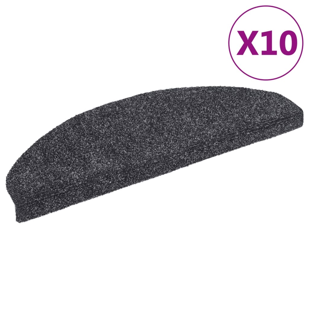 Stair Mats Self-adhesive 10 pcs 65x21x4 cm Dark Grey Half Round Large