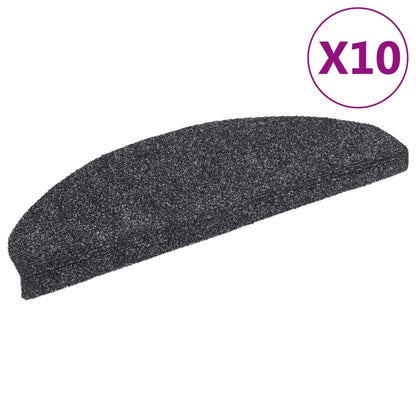 Stair Mats Self-adhesive 10 pcs 65x21x4 cm Dark Grey Half Round Large