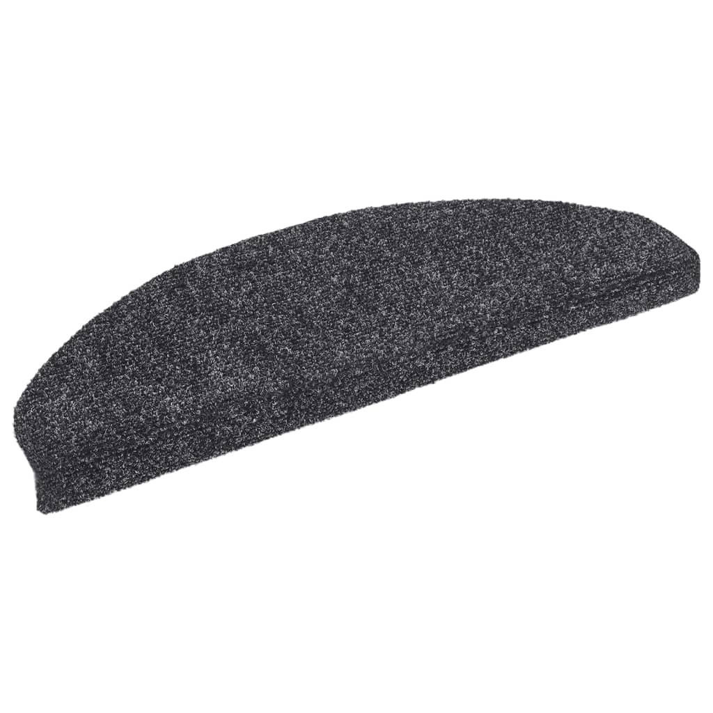 Stair Mats Self-adhesive 10 pcs 65x21x4 cm Dark Grey Half Round Large
