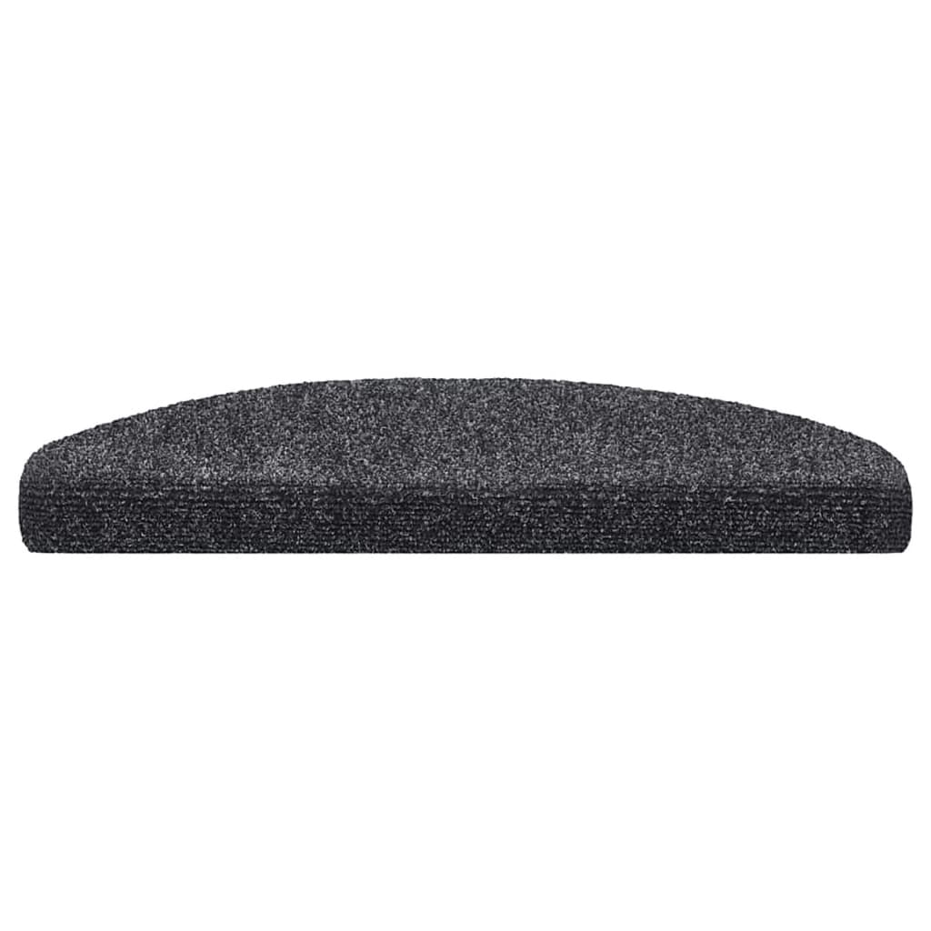 Stair Mats Self-adhesive 10 pcs 65x21x4 cm Dark Grey Half Round Large