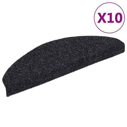 Stair Mats Self-adhesive 10 pcs 65x21x4 cm Black Half Round Large