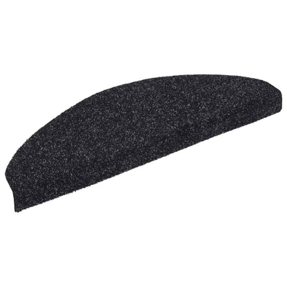 Stair Mats Self-adhesive 10 pcs 65x21x4 cm Black Half Round Large