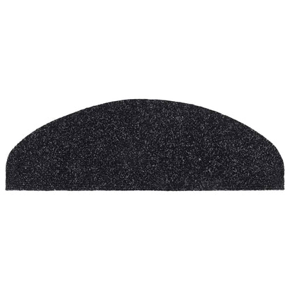 Stair Mats Self-adhesive 10 pcs 65x21x4 cm Black Half Round Large