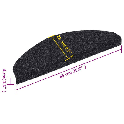 Stair Mats Self-adhesive 10 pcs 65x21x4 cm Black Half Round Large