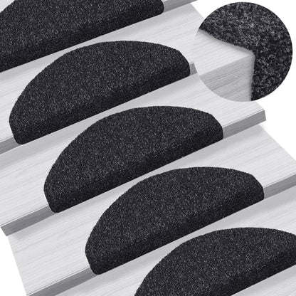 Stair Mats Self-adhesive 10 pcs 65x21x4 cm Black Half Round Large