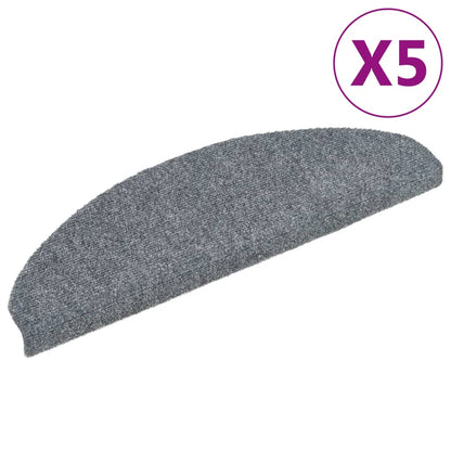 Stair Mats Self-adhesive 5 pcs 65x21x4 cm Light Grey Half Round Large