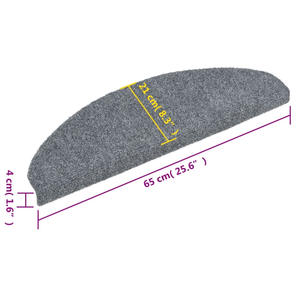 Stair Mats Self-adhesive 5 pcs 65x21x4 cm Light Grey Half Round Large