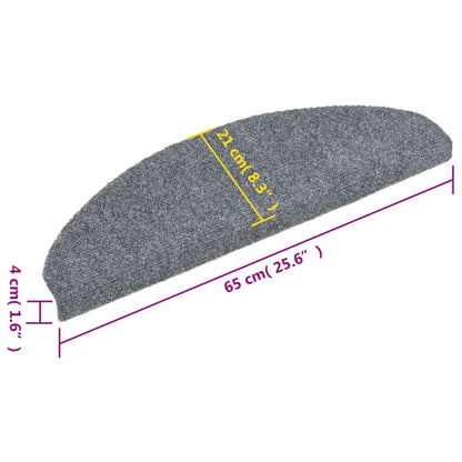 Stair Mats Self-adhesive 5 pcs 65x21x4 cm Light Grey Half Round Large