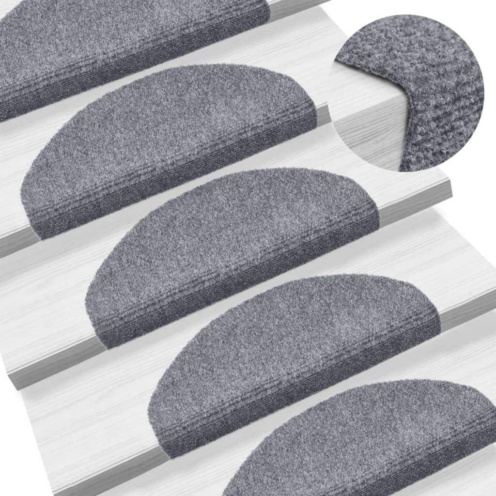 Stair Mats Self-adhesive 5 pcs 65x21x4 cm Light Grey Half Round Large