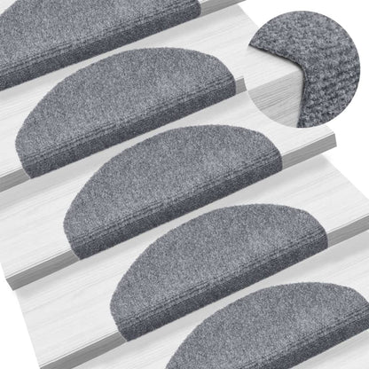 Stair Mats Self-adhesive 5 pcs 65x21x4 cm Light Grey Half Round Large