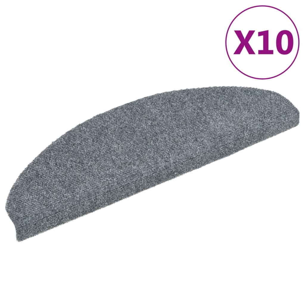 Stair Mats Self-adhesive 10 pcs 65x21x4 cm Light Grey Half Round Large