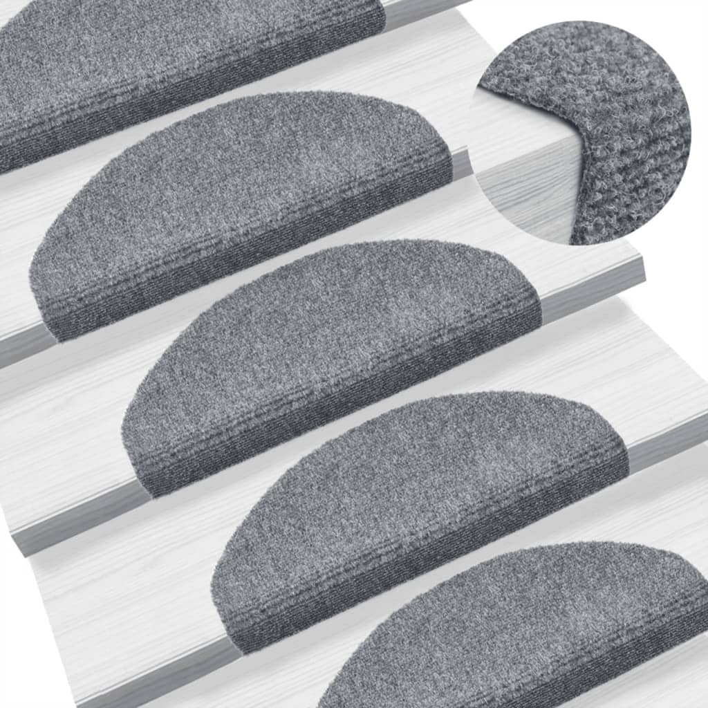Stair Mats Self-adhesive 10 pcs 65x21x4 cm Light Grey Half Round Large