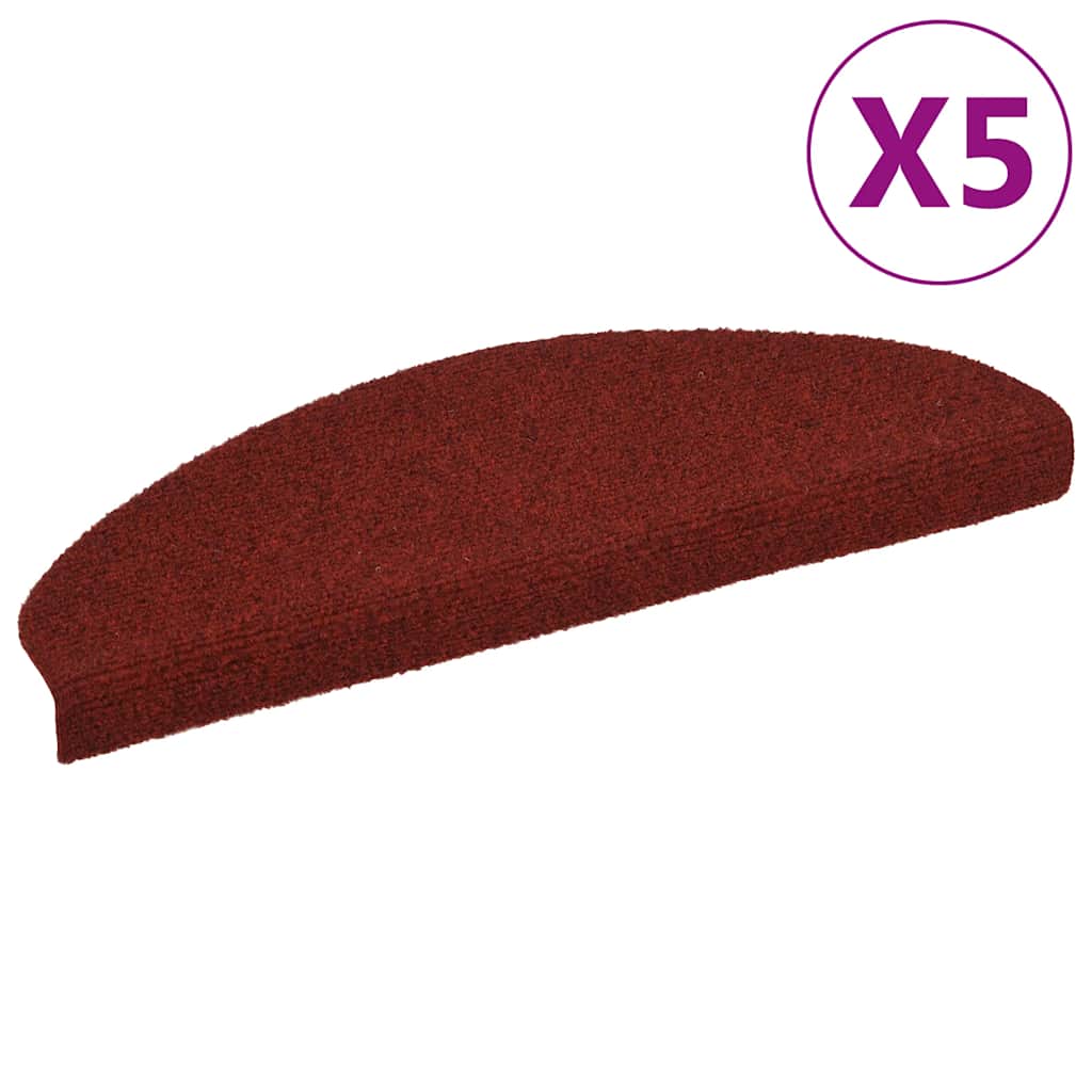 Stair Mats Self-adhesive 5 pcs 65x21x4 cm Bordeaux Red Half Round Large